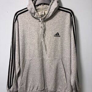 Adidas Gray Hoodie with Black Stripes French Terry 2XL